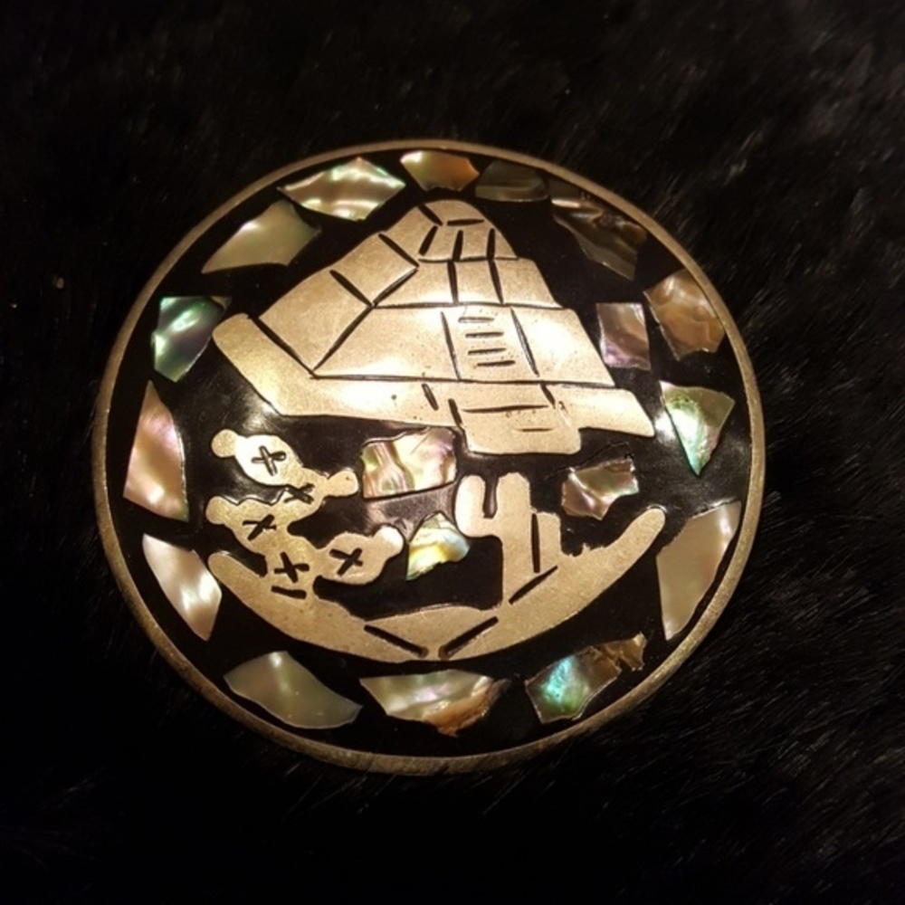 VTG PYRAMID CACTUS STERLING‎ ALPACA BROOCH PENDANT